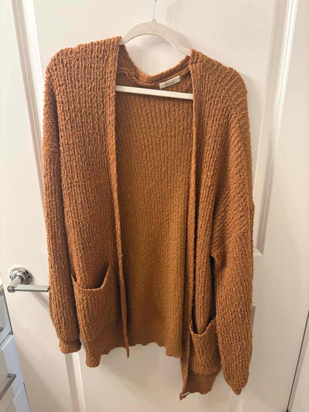 Cozy Open-Front Women’s Cardigan Sweater - Rust